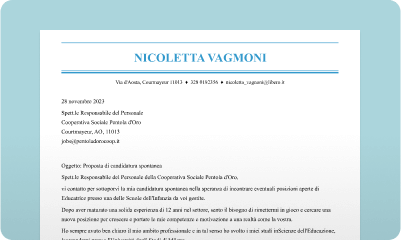 Crea la tua lettera di presentazione