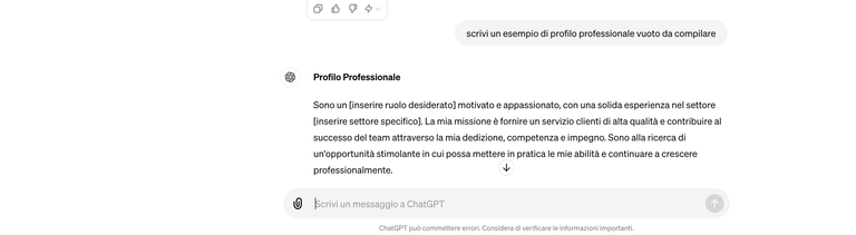 Curriculum con Chat GPT prompt generico 1